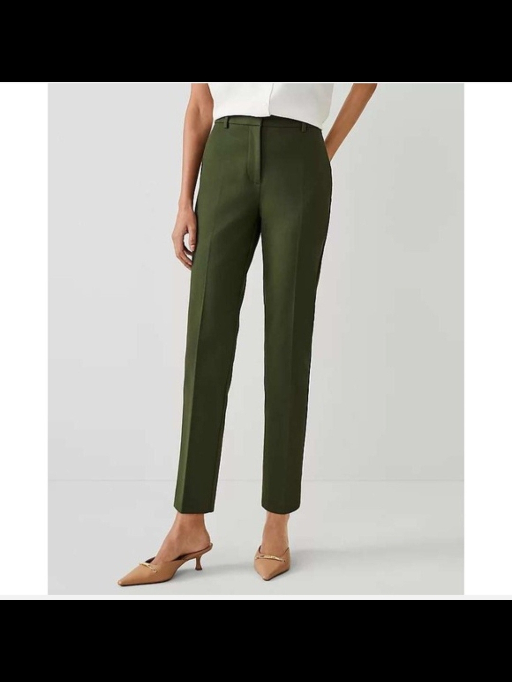 Classic High-Rise Olive Green Straight Pants